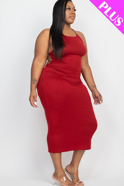 Plus Size Open Back Crisscross Maxi Dress - Capella Apparel