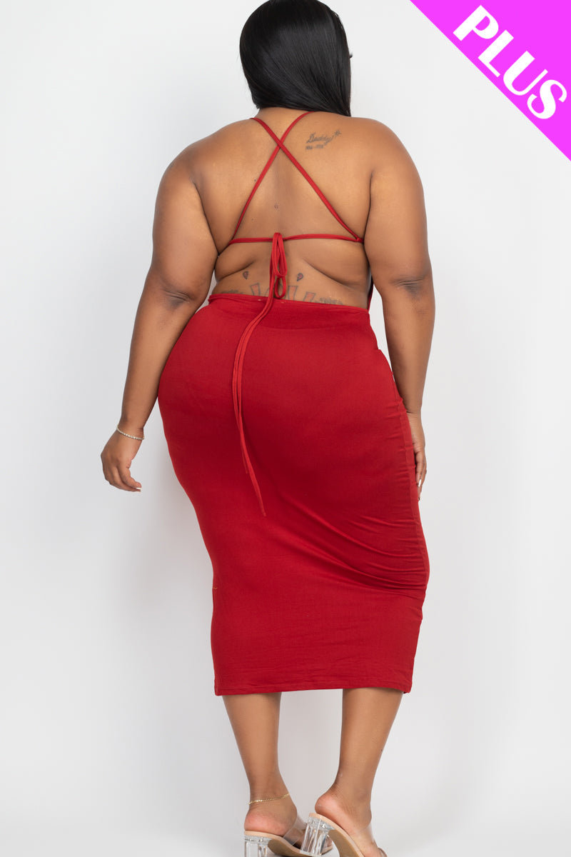 Plus Size Open Back Crisscross Maxi Dress - Capella Apparel