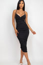 Cross Wrap Ruched Midi Dress - Capella Apparel Wholesale