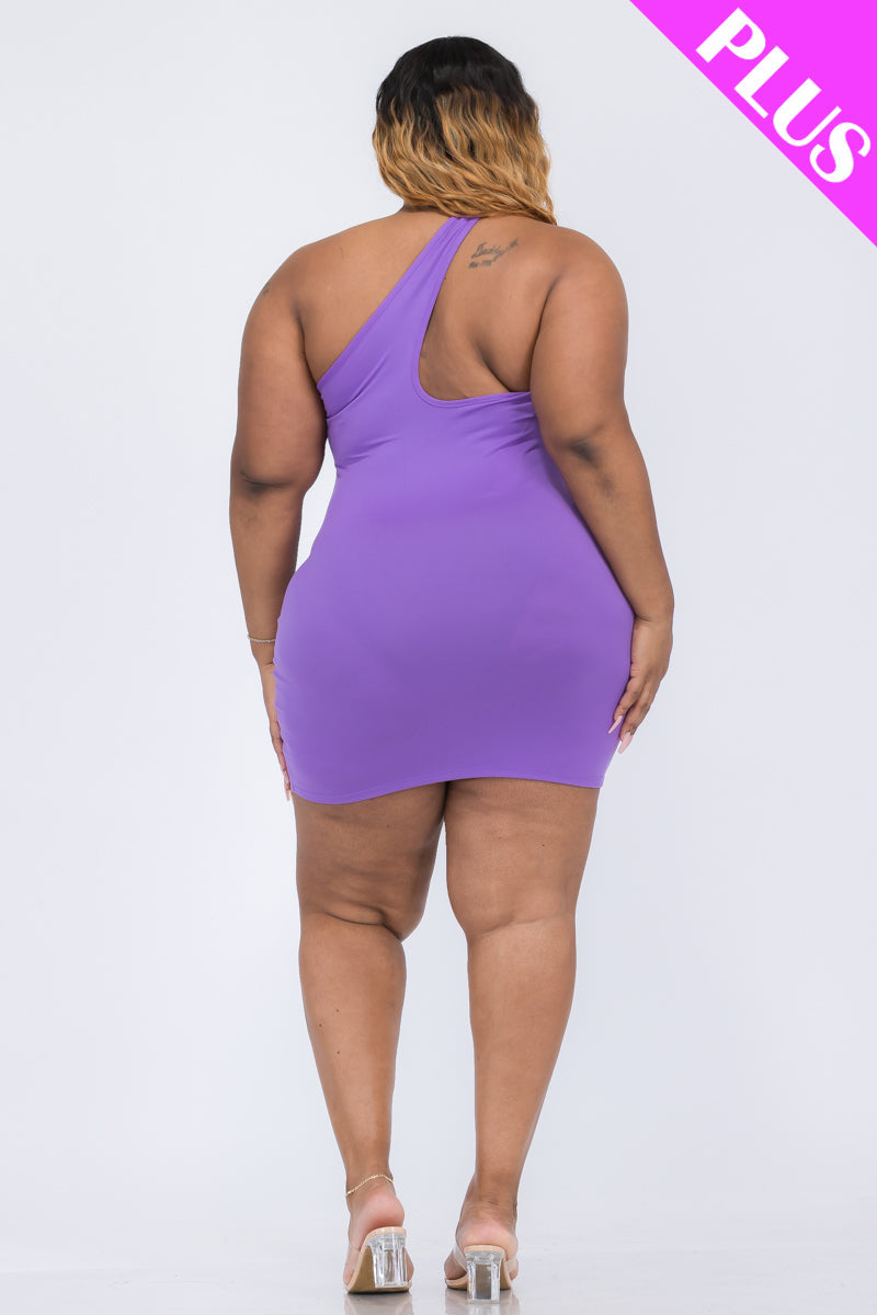 Plus Size One Shoulder Bodycon Mini Dress (CAPELLA) - Capella Apparel