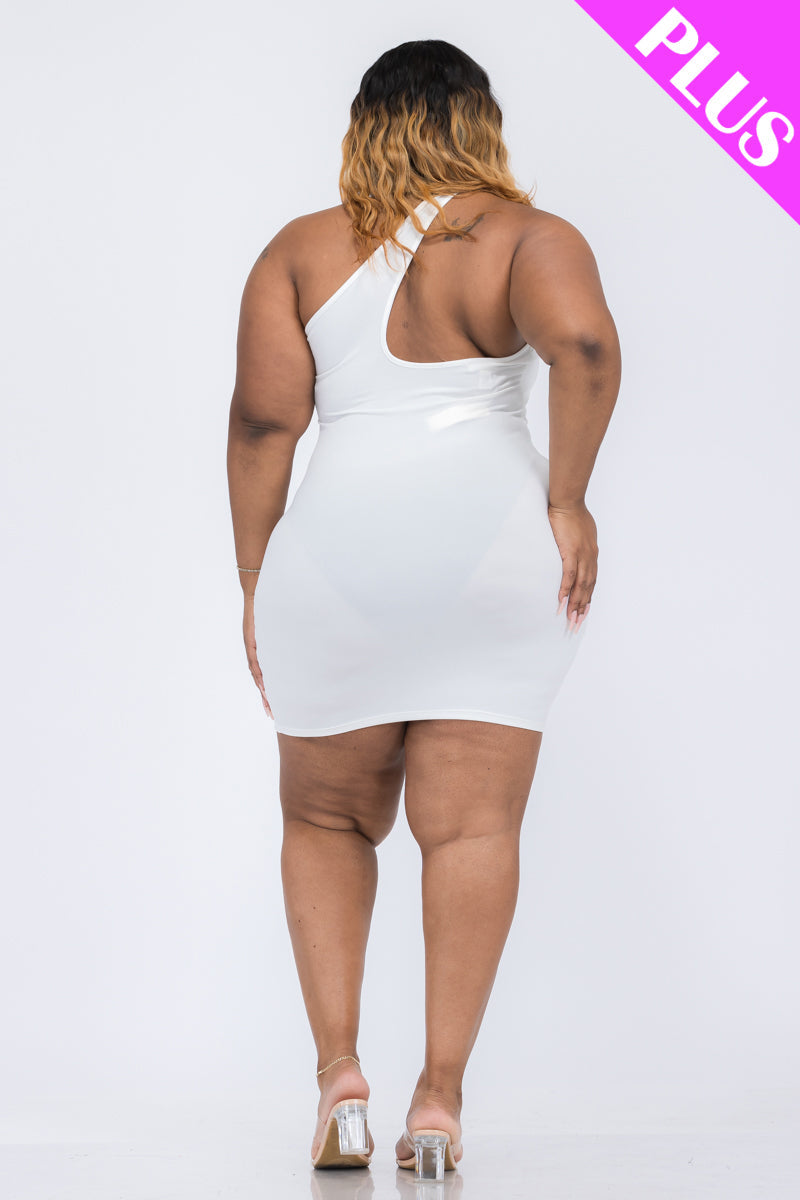 Plus Size One Shoulder Bodycon Mini Dress (CAPELLA) - Capella Apparel