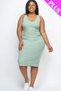 Plus Size Ribbed Sleeveless Bodycon Dress (CAPELLA) - Capella Apparel