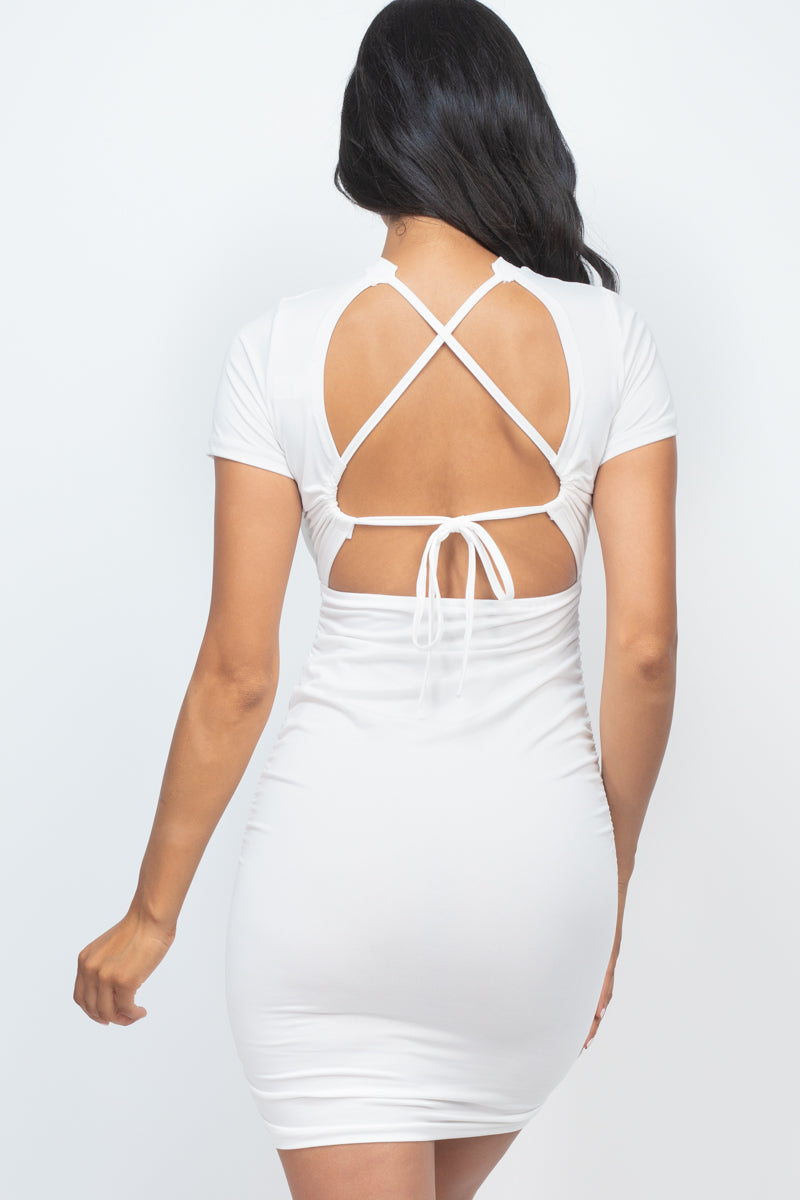 Cut Out Back Ruched Mini Dress - Wholesale Capella Apparel