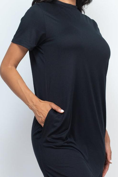 Side Pocket Tee Dress - Wholesale Capella Apparel