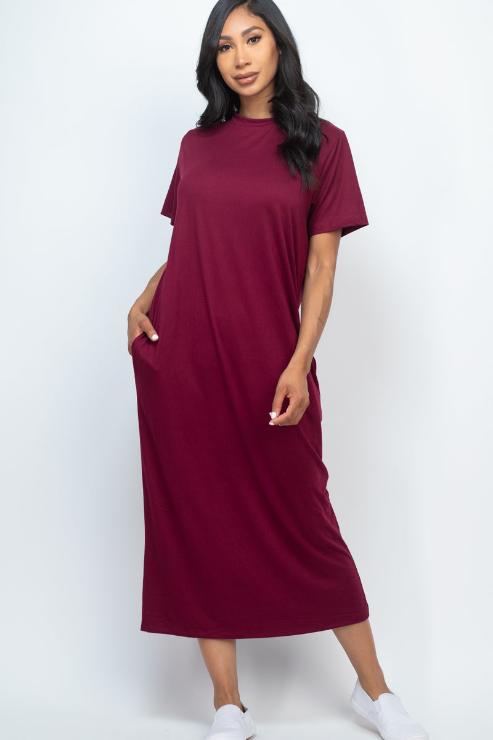 Side Pocket Tee Dress - Wholesale Capella Apparel