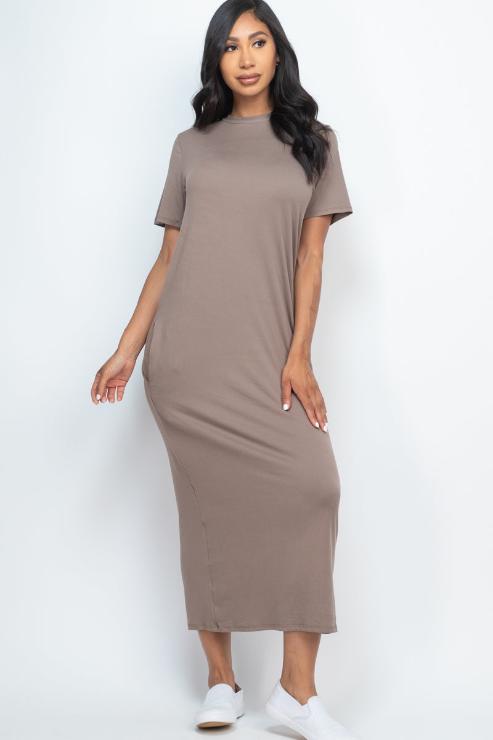 Side Pocket Tee Dress - Wholesale Capella Apparel