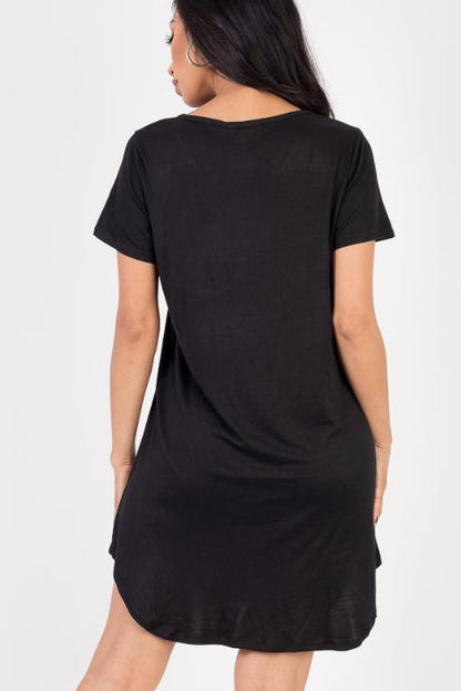 Short Sleeve Casual Solid Color Comfy Dress - Capella Apparel