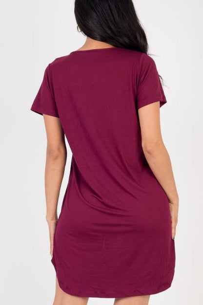 Short Sleeve Casual Solid Color Comfy Dress - Capella Apparel