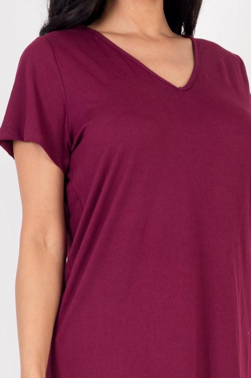 Short Sleeve Casual Solid Color Comfy Dress - Capella Apparel