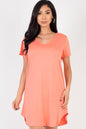 Short Sleeve Casual Solid Color Comfy Dress - Capella Apparel