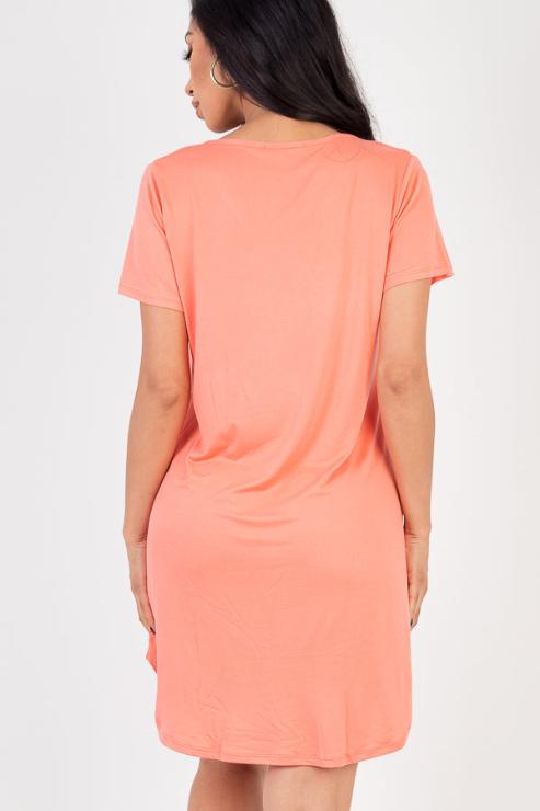 Short Sleeve Casual Solid Color Comfy Dress - Capella Apparel