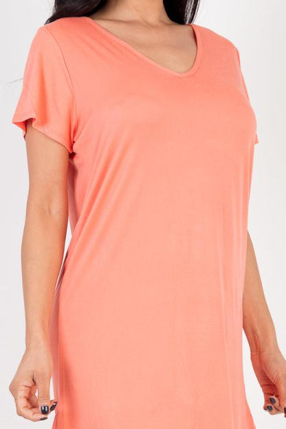 Short Sleeve Casual Solid Color Comfy Dress - Capella Apparel