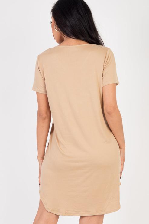 Short Sleeve Casual Solid Color Comfy Dress - Capella Apparel