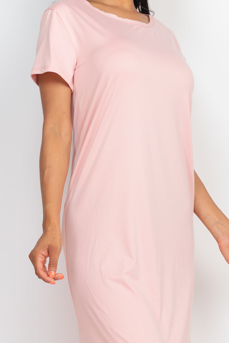 Loose Fit Short Sleeve Maxi Dress - Capella Apparel