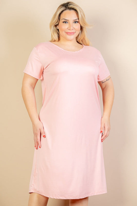 Plus Size Loose Fit Short Sleeve Dress (CAPELLA) - Capella Apparel