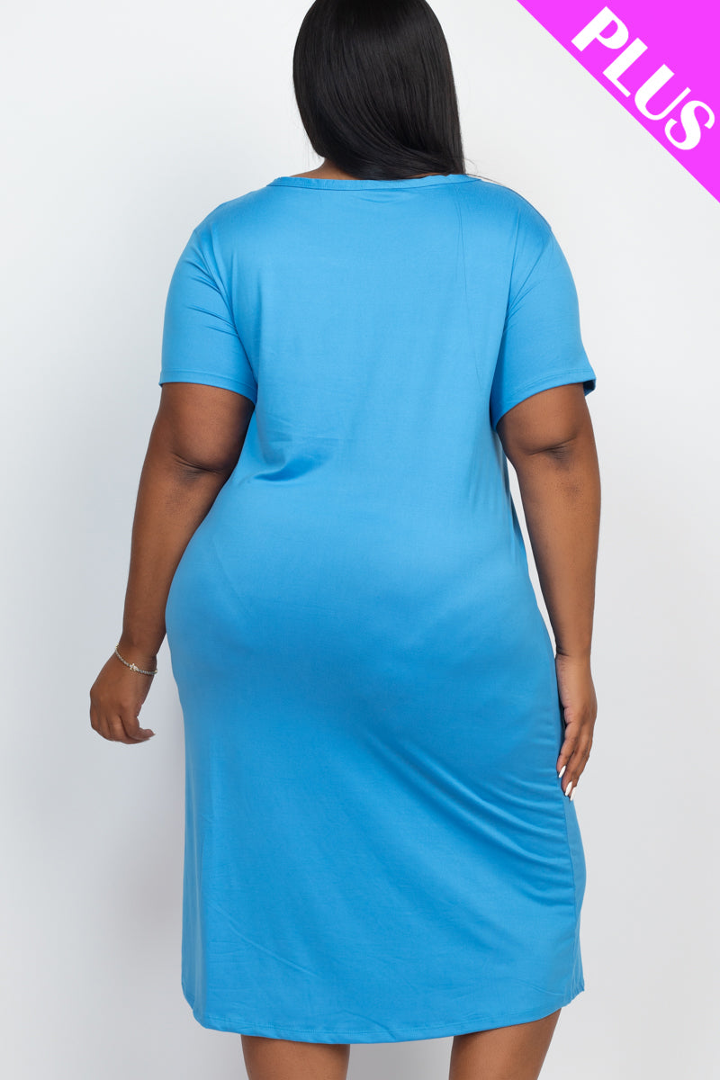 Plus Size Loose Fit Short Sleeve Maxi Dress - Capella Apparel