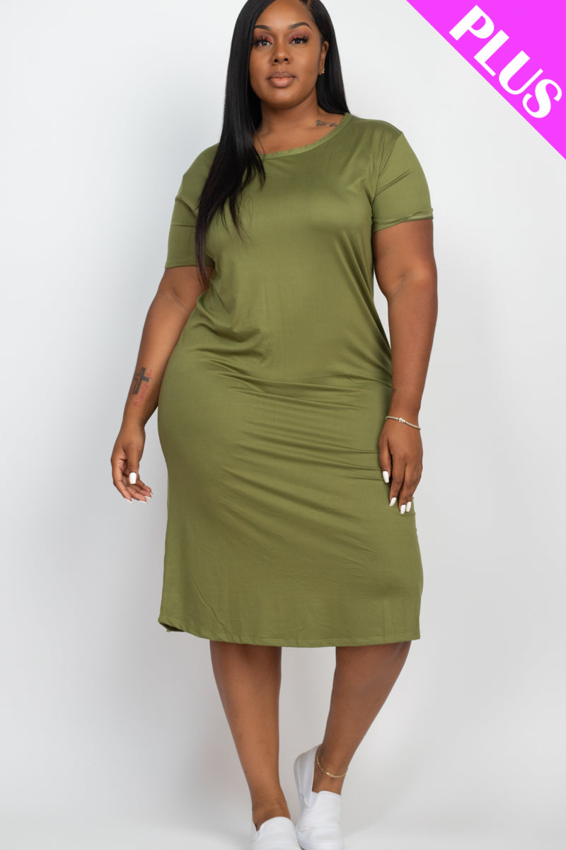 Plus Size Loose Fit Short Sleeve Maxi Dress - Capella Apparel