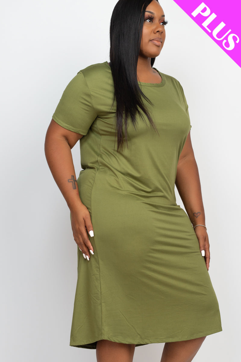 Plus Size Loose Fit Short Sleeve Maxi Dress - Capella Apparel