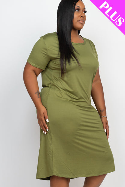 Plus Size Loose Fit Short Sleeve Maxi Dress - Capella Apparel