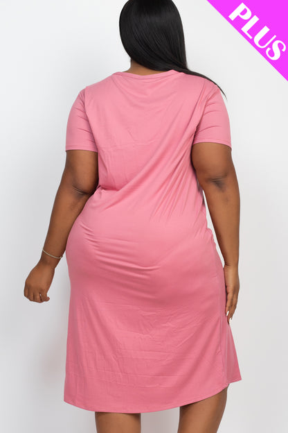 Plus Size Loose Fit Short Sleeve Maxi Dress - Capella Apparel