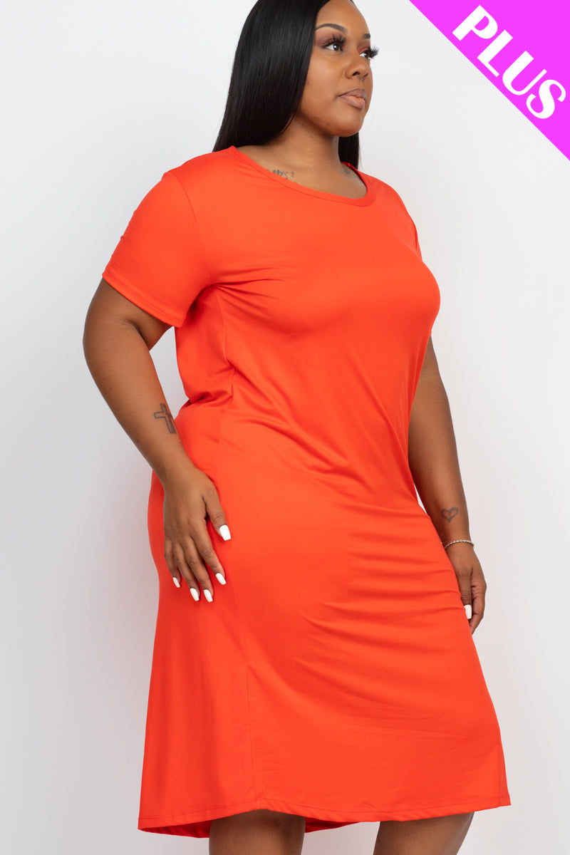 Plus Size Loose Fit Short Sleeve Maxi Dress - Capella Apparel