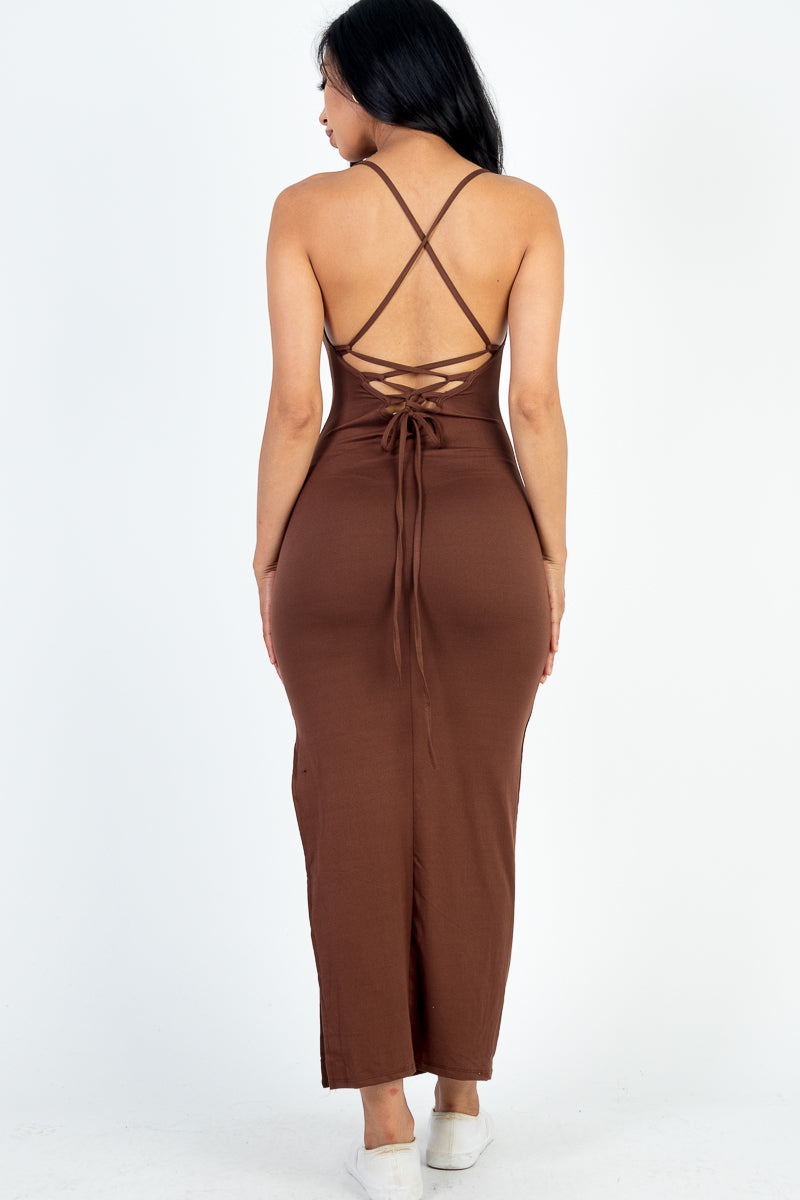 Crisscross Back Split Thigh Maxi Dress (CAPELLA) - Capella Apparel