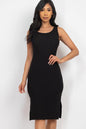 Ribbed Side Slit Tank Midi Dress - Capella Apparel