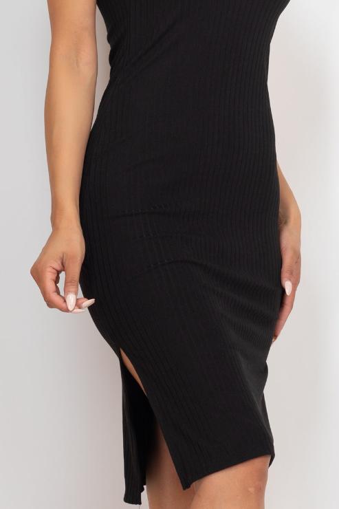 Ribbed Side Slit Tank Midi Dress - Capella Apparel