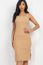 Ribbed Side Slit Tank Midi Dress - Capella Apparel