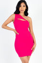 Ribbed One Shoulder Cutout Front Casual Mini Bodycon Dress (CAPELLA) - Capella Apparel