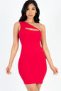 Ribbed One Shoulder Cutout Front Casual Mini Bodycon Dress (CAPELLA) - Capella Apparel