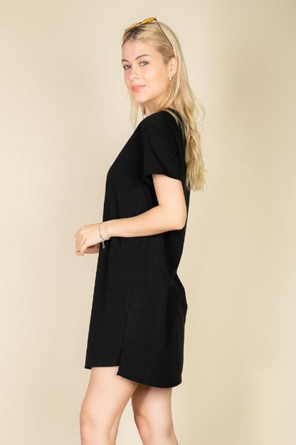 Short Sleeve Side Slit Tee Dress - Capella Apparel