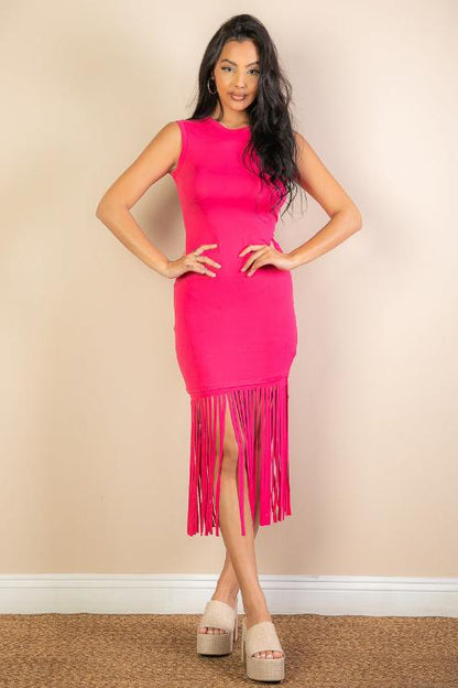 Sleeveless Fringe Midi Dress (CAPELLA) - Capella Apparel