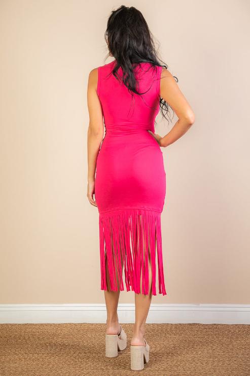 Sleeveless Fringe Midi Dress (CAPELLA) - Capella Apparel