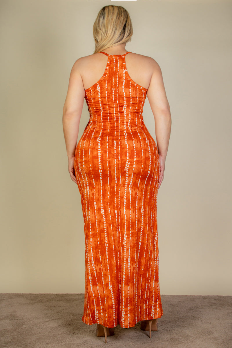 Plus Size Tie Dye Printed Cami Bodycon Maxi Dress (CAPELLA) - Capella Apparel