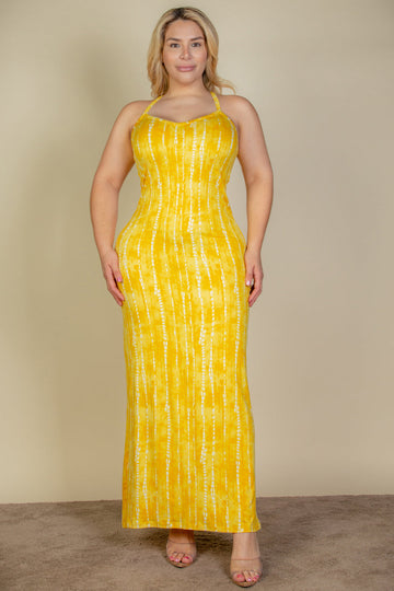 Plus Size Tie Dye Printed Cami Bodycon Maxi Dress (CAPELLA) - Capella Apparel