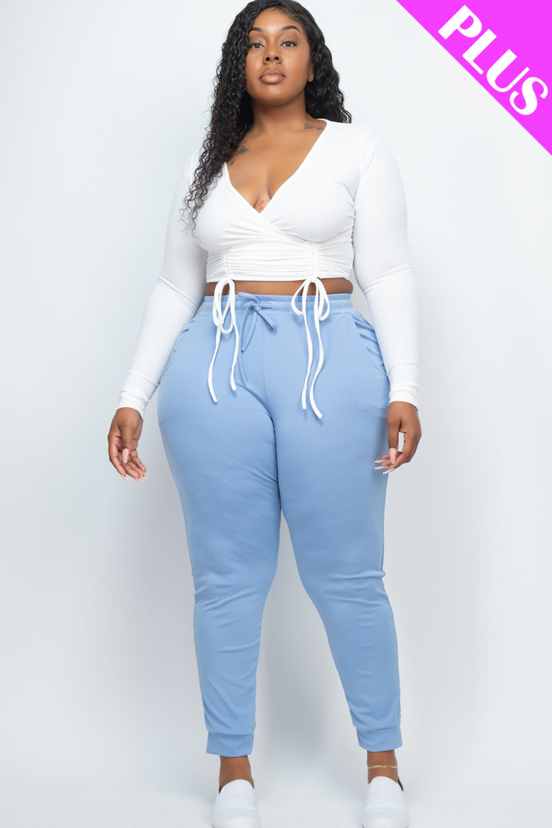 Plus Drawstring Waist Jogger Pants - Wholesale Capella Apparel