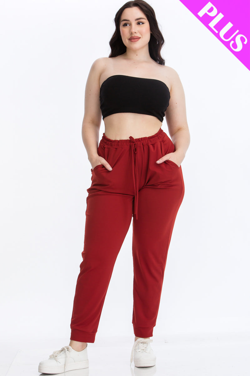 Plus Drawstring Waist Jogger Pants - Wholesale Capella Apparel