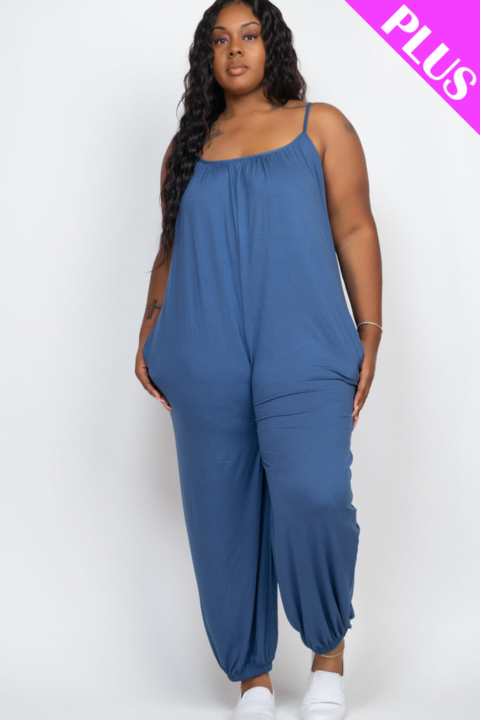 Plus Size Sleeveless Jogger Jumpsuit Capella Apparel
