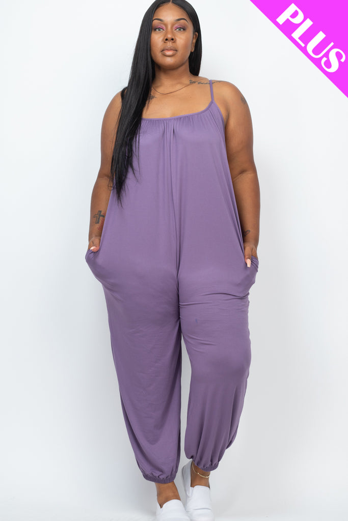 Plus Size Sleeveless Jogger Jumpsuit Capella Apparel