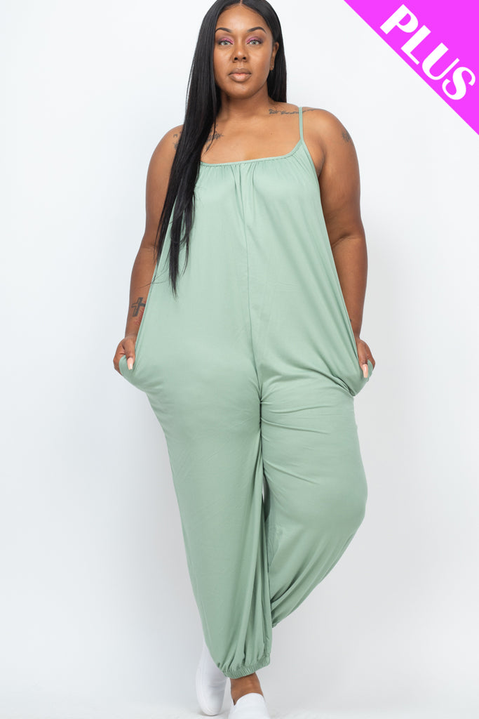 Plus Size Sleeveless Jogger Jumpsuit Capella Apparel