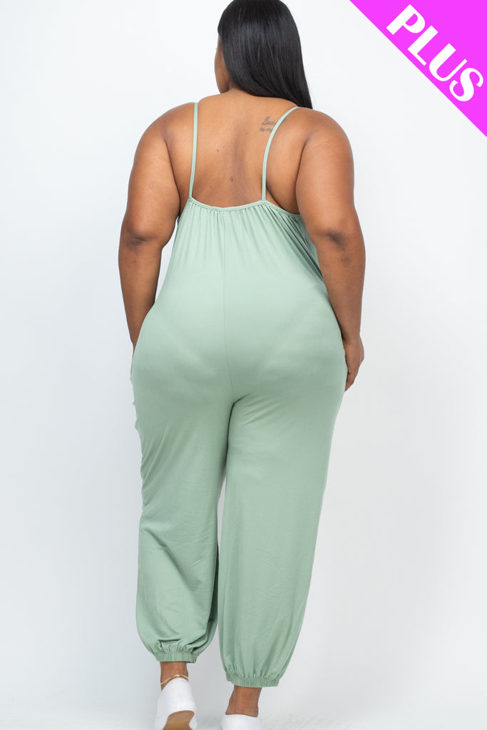 Plus Size Sleeveless Jogger Jumpsuit Capella Apparel