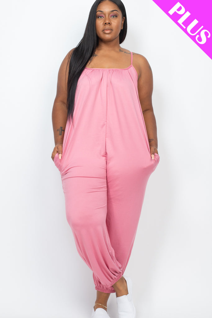 Plus Size Sleeveless Jogger Jumpsuit Capella Apparel