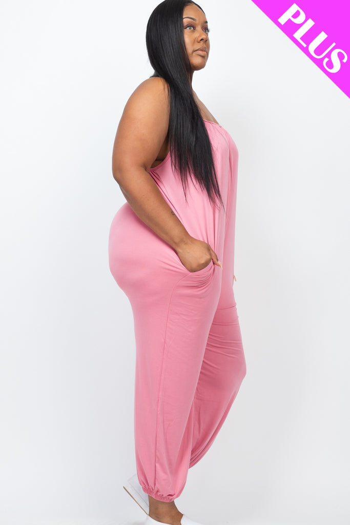Plus Size Sleeveless Jogger Jumpsuit Capella Apparel