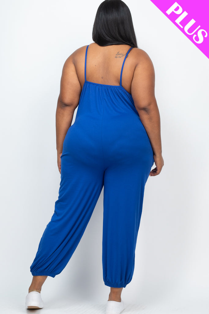 Plus Size Sleeveless Jogger Jumpsuit Capella Apparel
