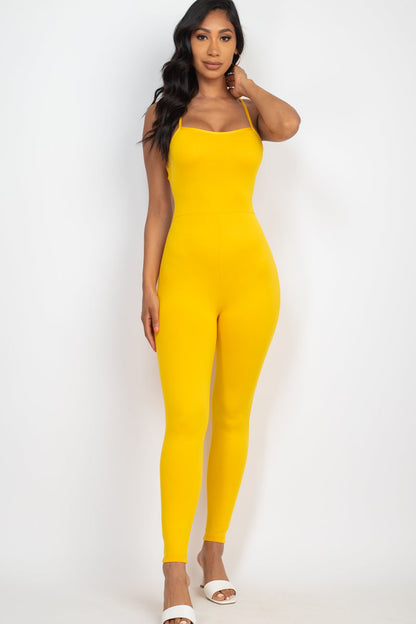 Criss-Cross Open Back Bodycon Jumpsuit (CAPELLA) - Capella Apparel