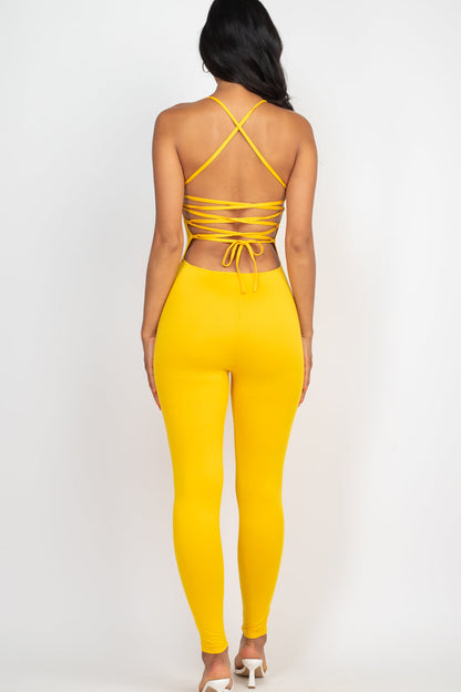 Criss-Cross Open Back Bodycon Jumpsuit (CAPELLA) - Capella Apparel