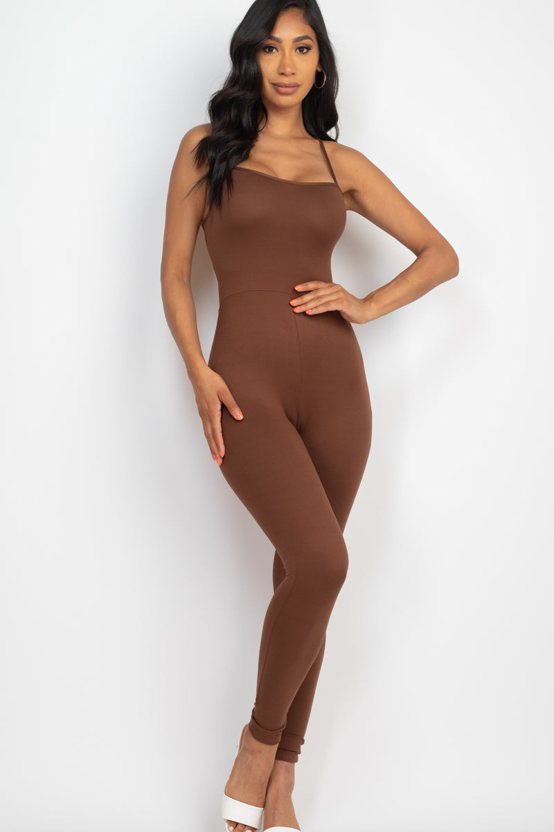 Criss-Cross Open Back Bodycon Jumpsuit (CAPELLA) - Capella Apparel