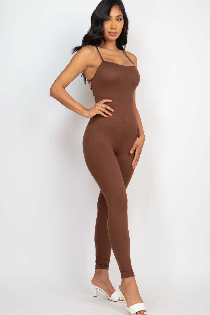 Criss-Cross Open Back Bodycon Jumpsuit (CAPELLA) - Capella Apparel