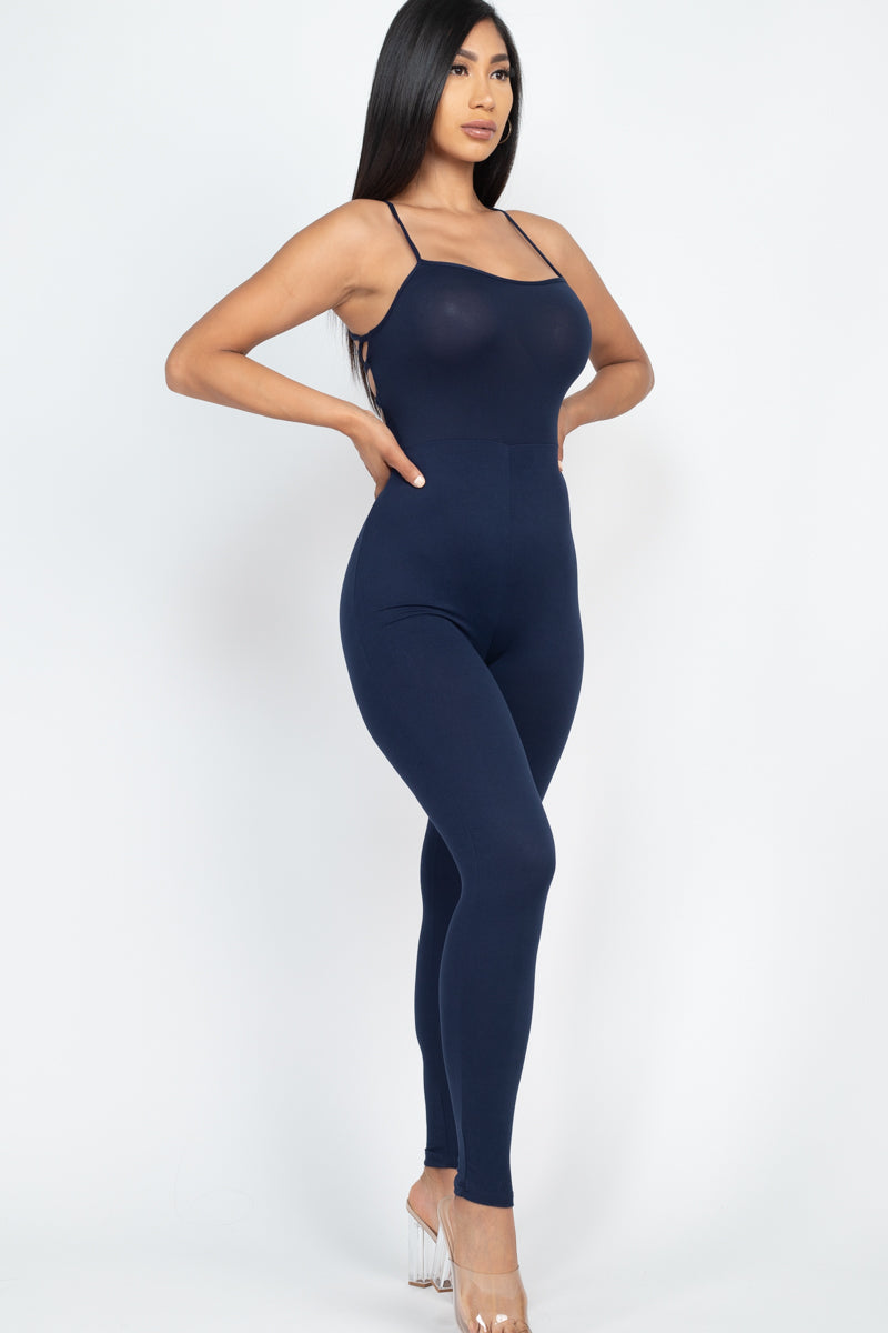 Criss-Cross Open Back Bodycon Jumpsuit (CAPELLA) - Capella Apparel